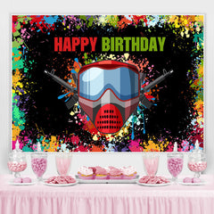 Graffiti coloré et masque à gaz toile de fond joyeux anniversaire