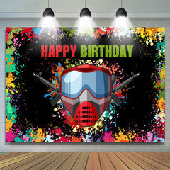 Graffiti coloré et masque à gaz toile de fond joyeux anniversaire