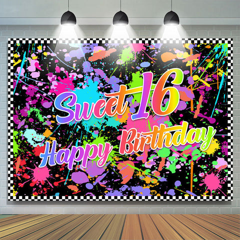 Coloré Graffiti Sweet 16 Joyeux Anniversaire Toile de Fond