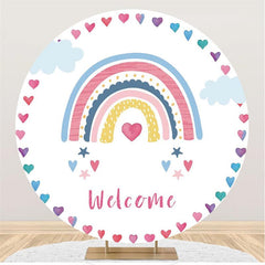 Toile De Fond De Fête De Bébé Coeur Coloré Et Cercle Arc-en-ciel