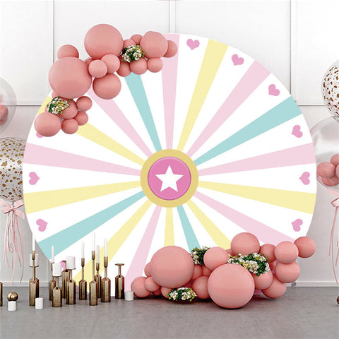 Lignes colorées avec toile de fond mignonne étoile ronde coeurs