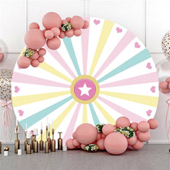 Lignes colorées avec toile de fond mignonne étoile ronde coeurs