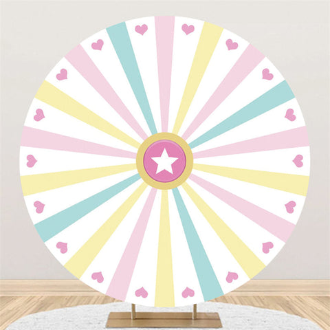 Lignes colorées avec toile de fond mignonne étoile ronde coeurs