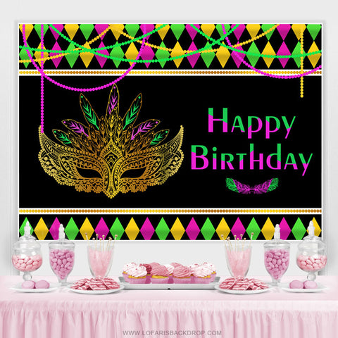Masque coloré thème mascarade joyeux anniversaire toile de fond
