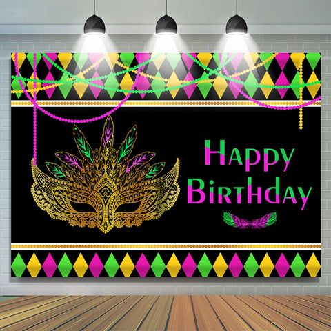 Masque coloré thème mascarade joyeux anniversaire toile de fond