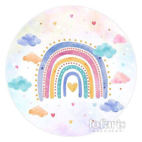 Toile de fond ronde d'anniversaire de nuage arc-en-ciel coloré pour fille