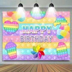POP It Snack et ballon joyeux anniversaire toile de fond