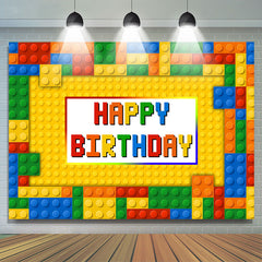 Toile de fond colorée de joyeux anniversaire de bloc de jouet pour la fête