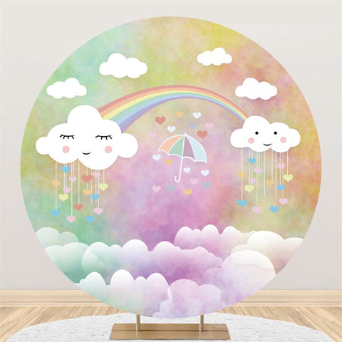 Parapluie Coloré Nuages Joyeux Anniversaire Cercle Toile De Fond