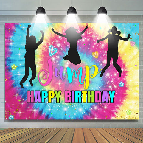 Couleur Glitter Bokeh Girl Jump Joyeux Anniversaire Toile de Fond