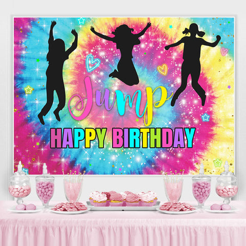 Couleur Glitter Bokeh Girl Jump Joyeux Anniversaire Toile de Fond