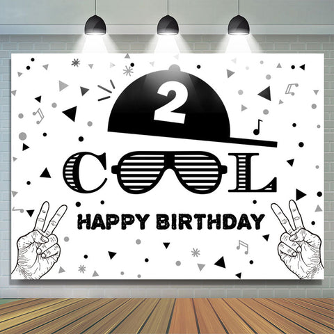 Cool Deux Noir Blanc Joyeux 2ème Anniversaire Toile de Fond