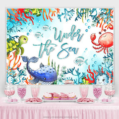Poisson baleine corail sous la toile de fond d'anniversaire de la mer