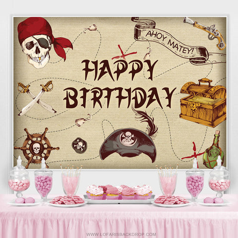 Corsair Cartoon Ahoy Matey Joyeux Anniversaire Toile de Fond