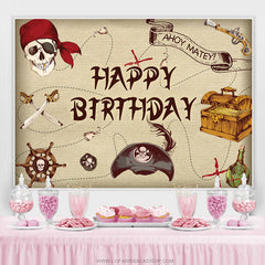 Corsair Cartoon Ahoy Matey Joyeux Anniversaire Toile de Fond