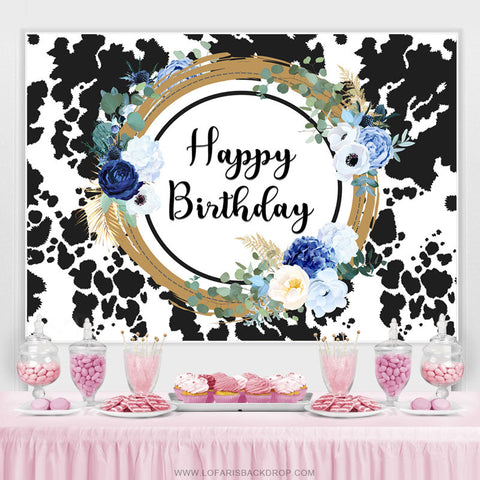 Vache Motif Floral Sweet Joyeux Anniversaire Toile de Fond