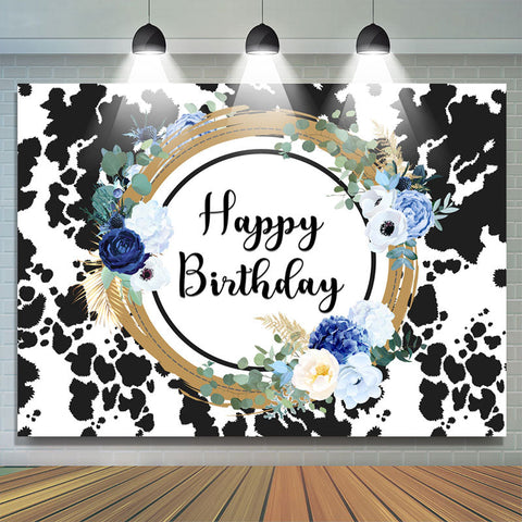 Vache Motif Floral Sweet Joyeux Anniversaire Toile de Fond