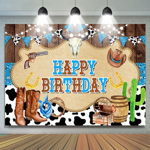 Toile de fond joyeux anniversaire Cowboy Treasure Blue Venture