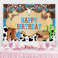Toile de fond joyeux anniversaire Cowboy Treasure Blue Venture