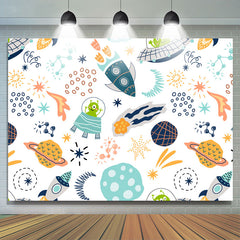 Toile de fond de fête sur le thème de la fusée spatiale du monde extraterrestre mignon