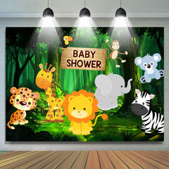Toile de fond de douche de bébé mignon petits animaux et forêt