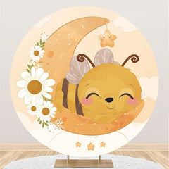 Toile De Fond Floral Rond De Baby Shower De Petite Abeille Et Lune Mignonne