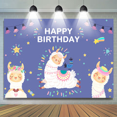 Toile de fond d'anniversaire du festival violet lama rose mignon