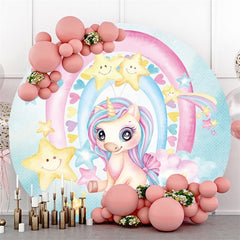 Toile De Fond De Cercle De Baby shower Rose Étoile Licorne Mignonne
