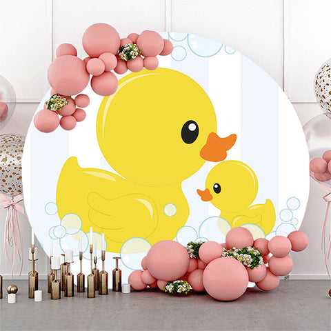 Toile de fond de douche de bébé ronde bulle de canard jaune mignon