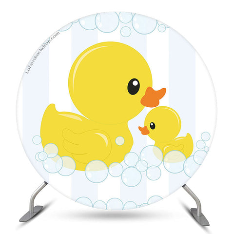 Toile de fond de douche de bébé ronde bulle de canard jaune mignon