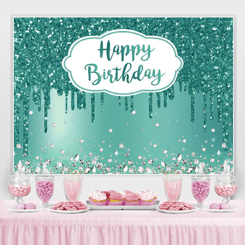 Cyan Diamonds Glitter Bokeh Joyeux Anniversaire Toile de Fond