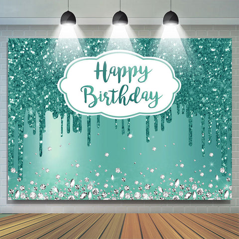 Cyan Diamonds Glitter Bokeh Joyeux Anniversaire Toile de Fond