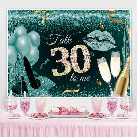 Cyan Glitter Bokeh 30e Joyeux Anniversaire Toile de Fond