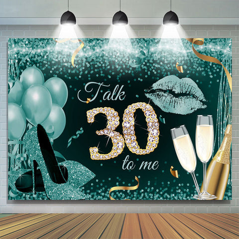 Cyan Glitter Bokeh 30e Joyeux Anniversaire Toile de Fond