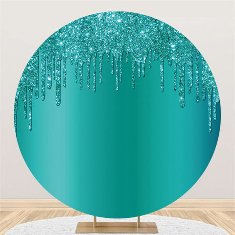 Décoration de fond de fête d'anniversaire ronde à paillettes cyan