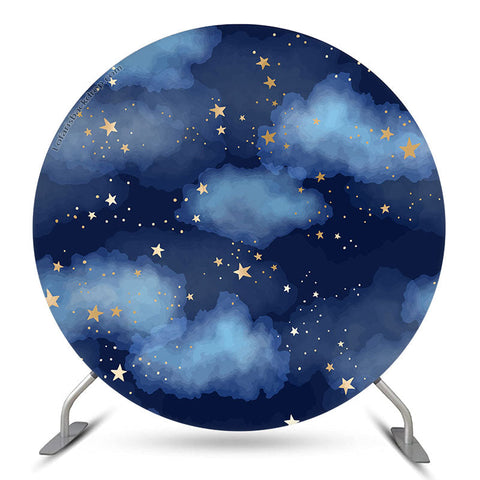 Toile de fond ronde d'étoiles de ciel nocturne bleu foncé