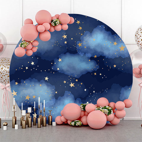 Toile de fond ronde d'étoiles de ciel nocturne bleu foncé