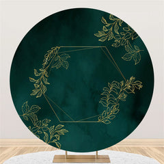 Toile de fond ronde de feuilles dorées vert foncé pour la fête