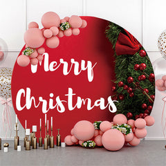 Fond de cercle joyeux noël rouge pin vert foncé
