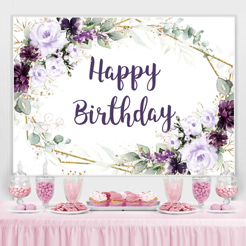 Fond de joyeux anniversaire paillettes fleurs violet foncé