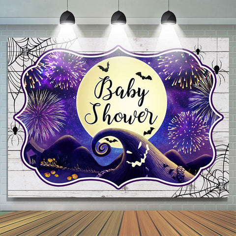 Toile de fond de douche de bébé Halloween lune nuit violet foncé