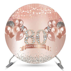 Toile de fond du 80e anniversaire rond en or rose avec ballon en diamant