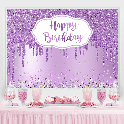 Diamant Violet Bokeh Glitter Joyeux Anniversaire Toile de Fond