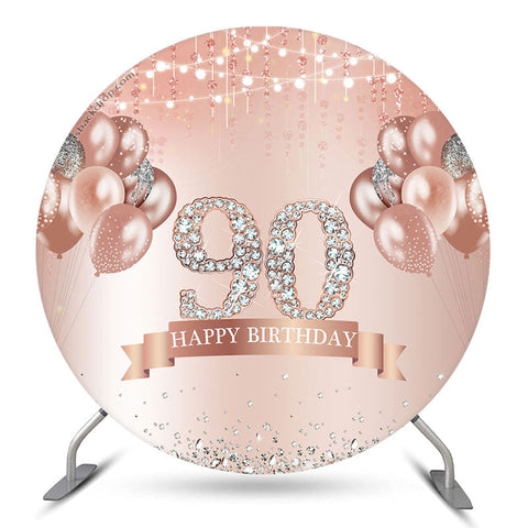 Diamant Rose Or Bokeh Rond 90e Anniversaire Toile de Fond