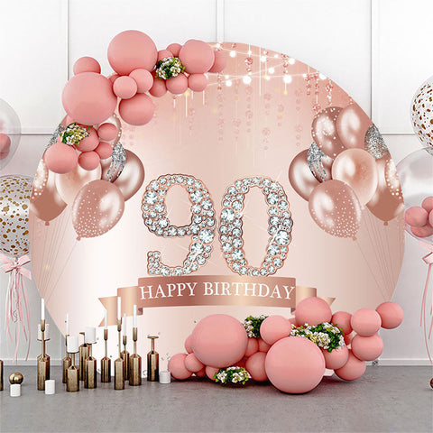 Diamant Rose Or Bokeh Rond 90e Anniversaire Toile de Fond