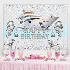 Toile de fond de grand joyeux anniversaire de thème de bateau de diamant