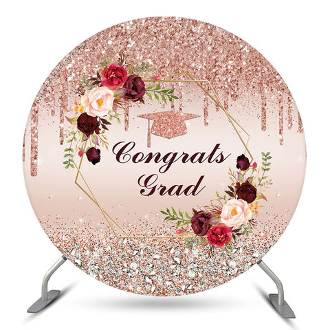 Diamants Rose Gold Glitter Floral Circle Grad Backdrop