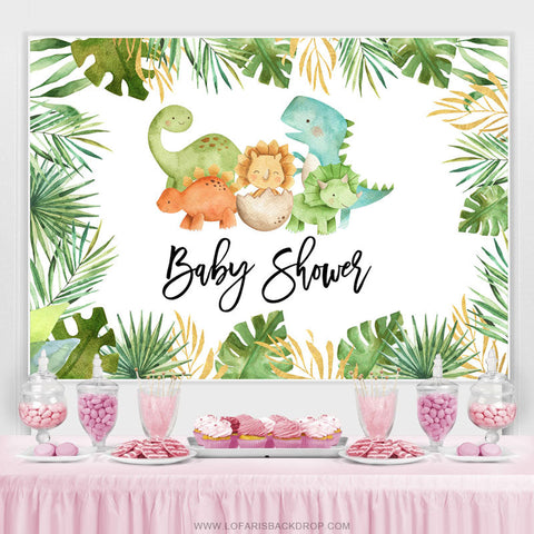 Toile de fond de douche de bébé Boho forêt verte dinosaure