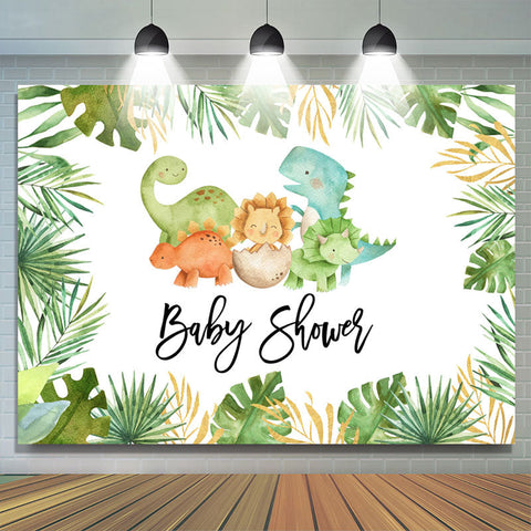 Toile de fond de douche de bébé Boho forêt verte dinosaure