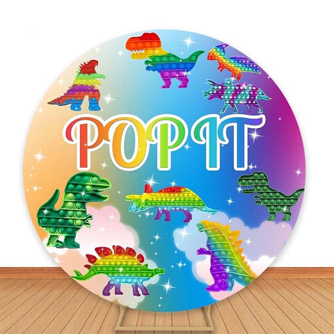 Dinosaure Pop It Glitter Cloud Toile de fond ronde pour garçon